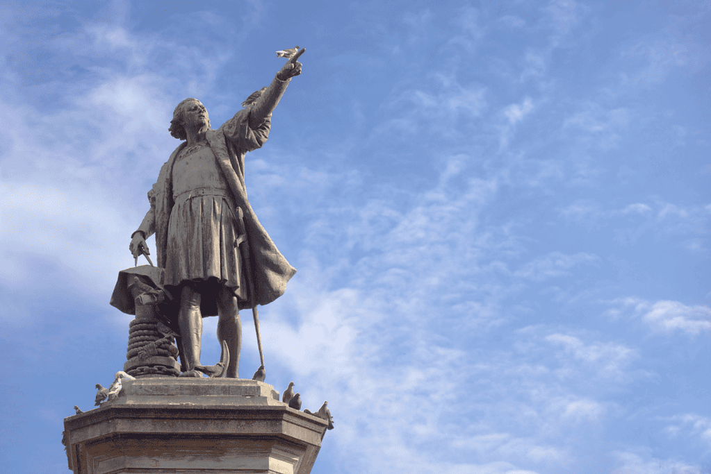 Image of a statue of Christopher Columbus for a blog post covering significant historical events.