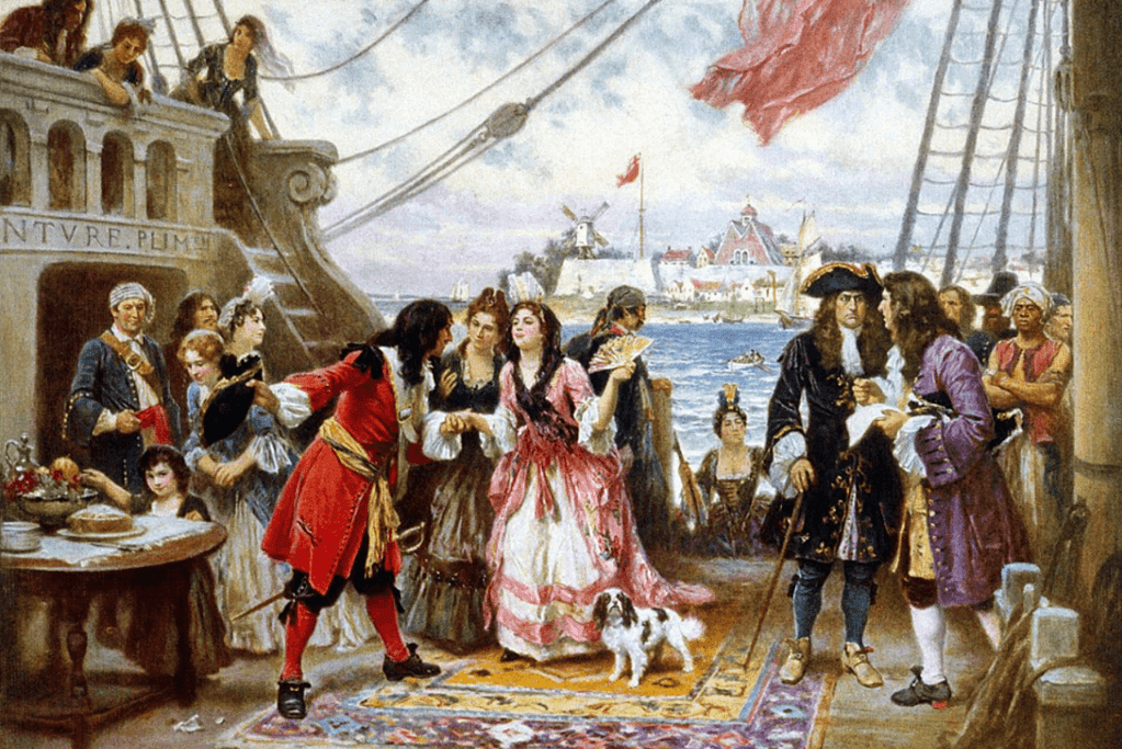 Image of a pirate and guests aboard ship