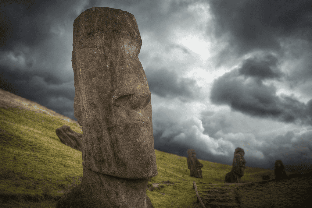 Image of five easter island statues