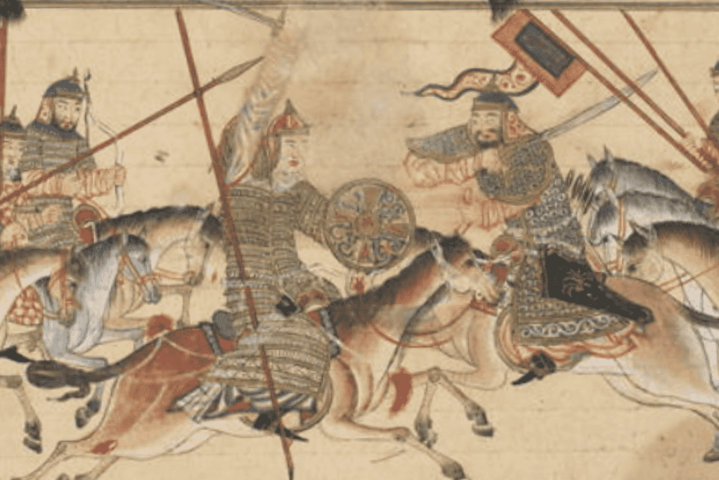Image of a painting depicting a battle fought during the Muslim Ghazinavid Empire era