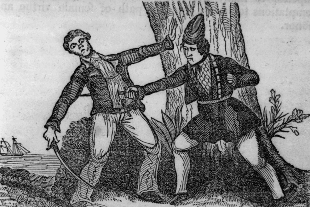 Image of Mary Read winning a sword duel