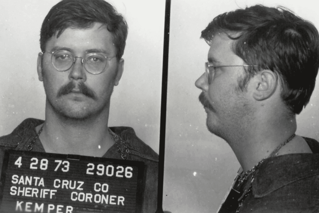 Image of a police booking photo of serial killer Edmund Kemper