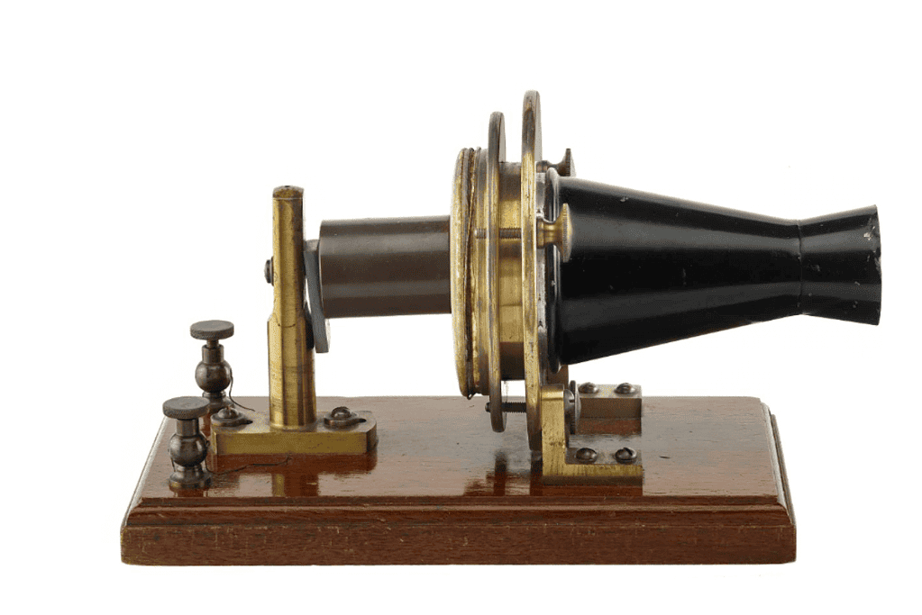 Image of an early telephone developed by Alexander Graham Bell