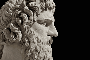 Image of a bust of the top god of the 12 Greek gods, Zeus