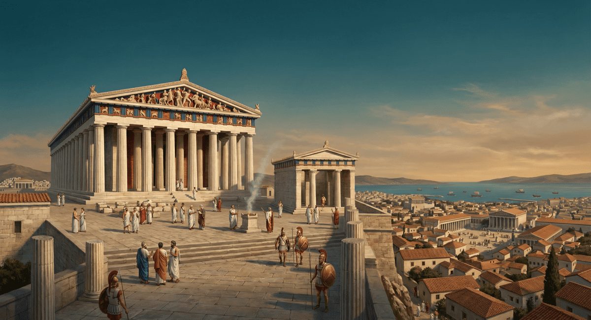 Image for an article discussing ancient Greek city-states at their peak, shown by the Athenian Acropolis in the 5th century BC.