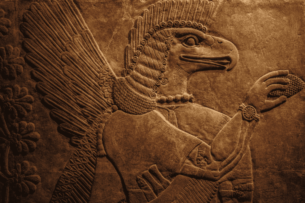 Image of a stone relief from Assyria, a civilization of many fascinating ancient history facts