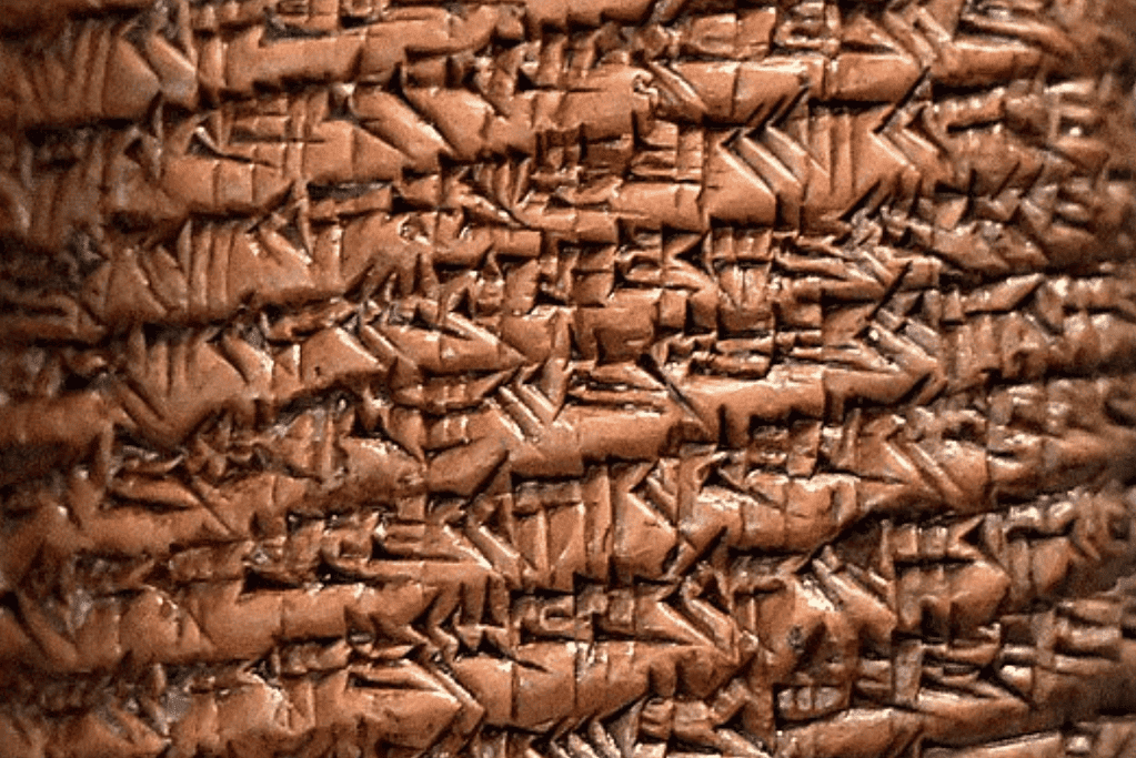 Image of ancient Mesopotamian cuneform writing related to mathematics
