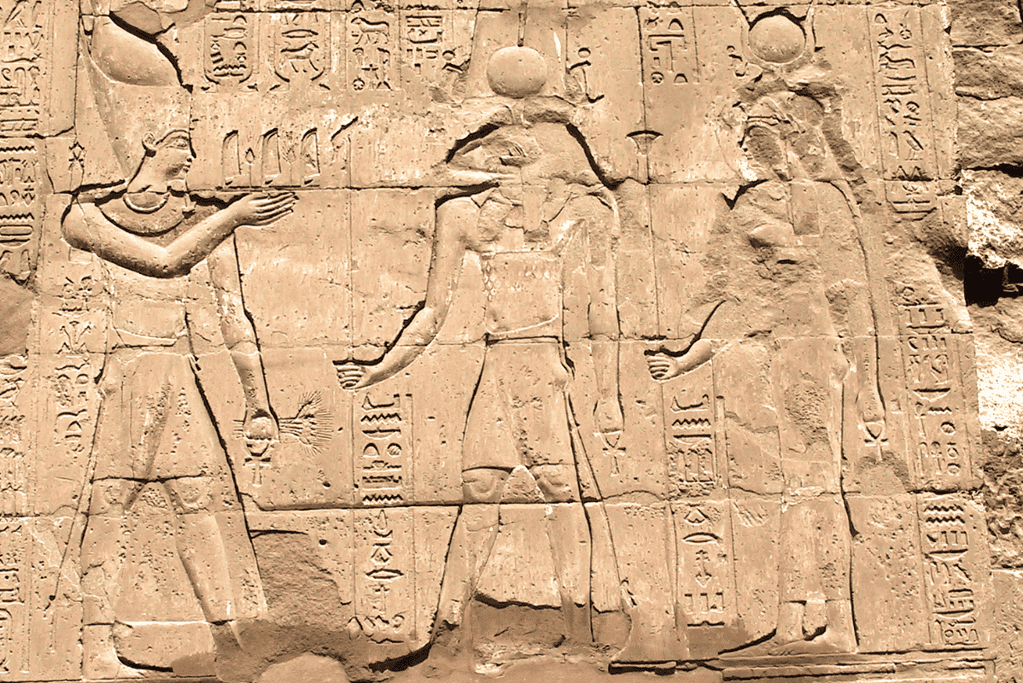 Image of a temple relief of the Egyptian god Khnum