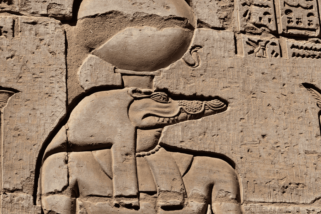 Image of a wall relief of the ancient Eguptian god Sobek