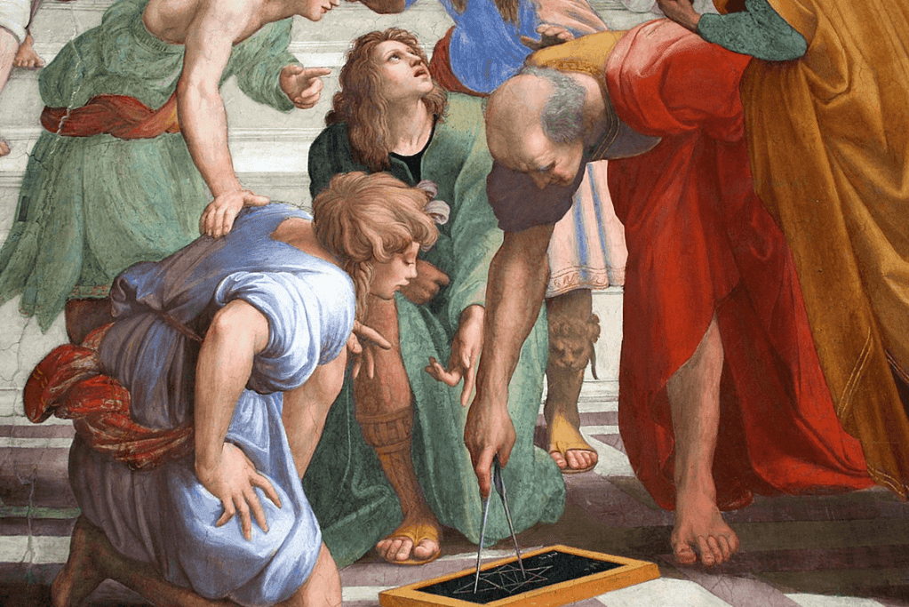 Image of Euclid of Megara teaching students in Athens