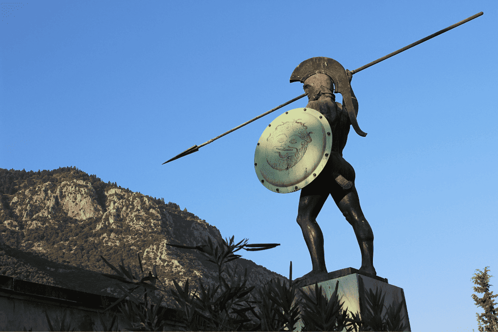 Image of a statue of a warrior common in one of the most famous ancient Greek city states, Sparta