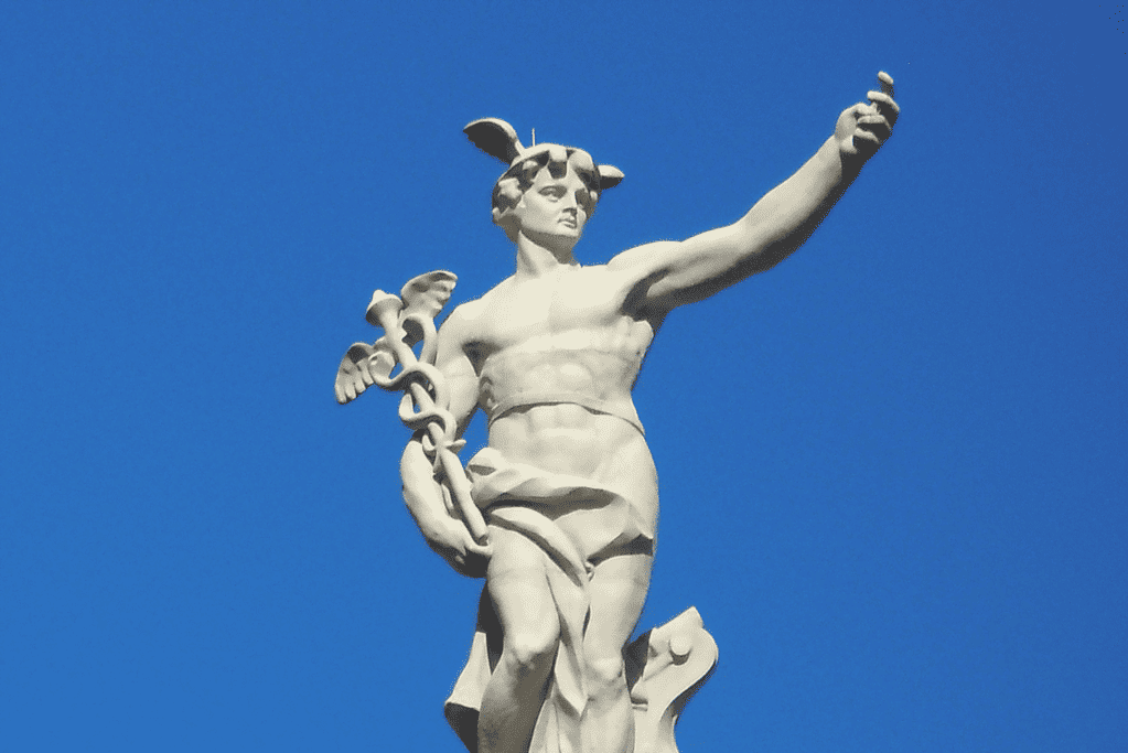 Image of a statur of the greek god hermes