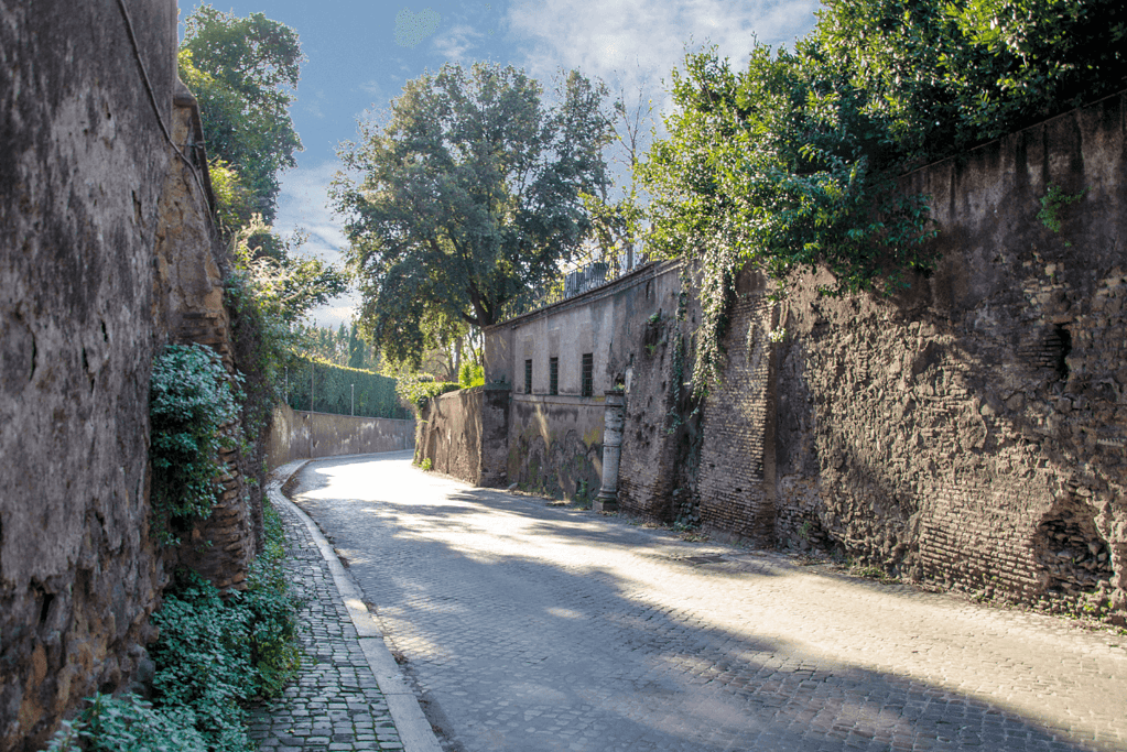 Image of the Appian Way in present day Rome, Italy