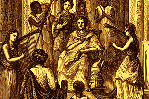 Image of a drawing featuring the builder of the Lighthouse at Alexandria, one of the seven wonders of the ancient world.