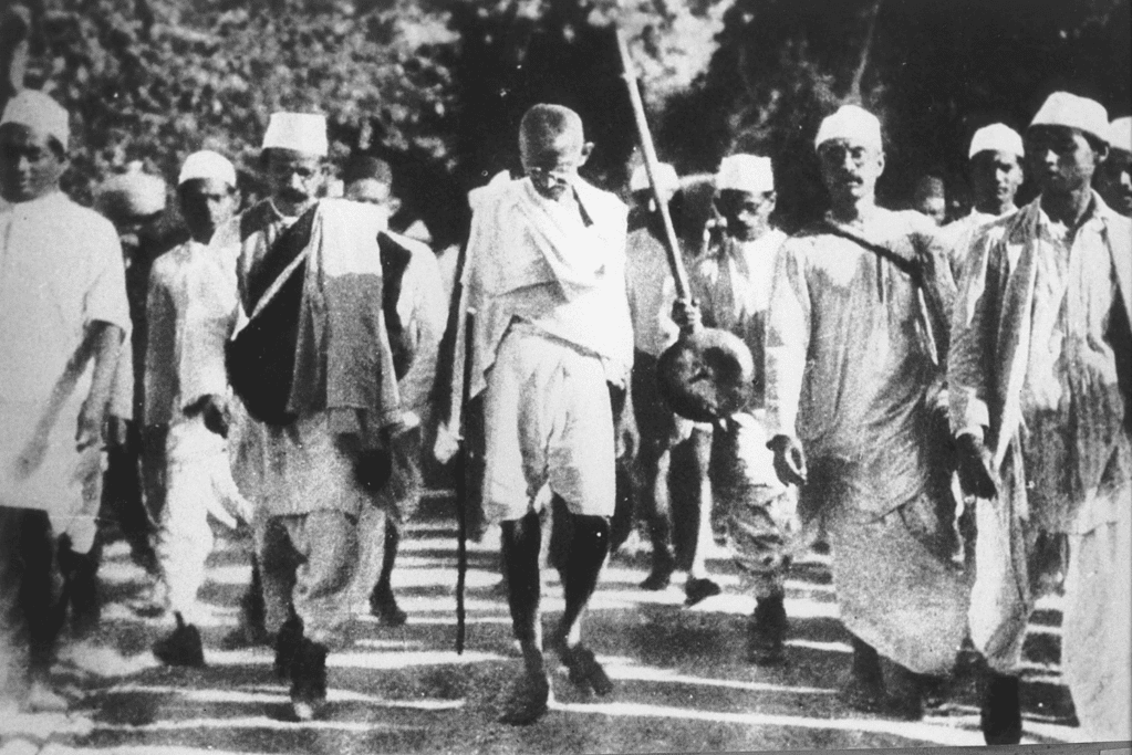 Image of Mahatma Ghandhi, a leader in the Indian independence movement against the British Empire