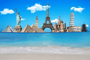 Image of a few of the new seven wonders of the world with other famous landmarks mixed in