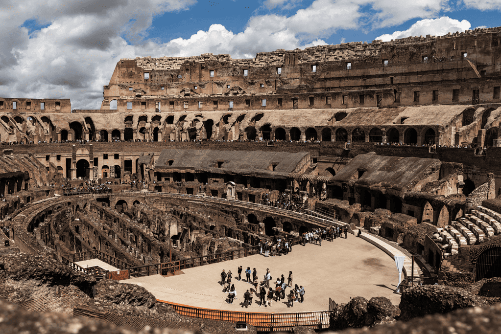 Image of the inside of the Colosseum in Rome, Italy