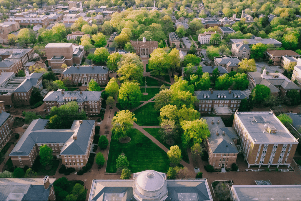 Image of an aerial shot of the University of North Carolina Chapel Hill campus