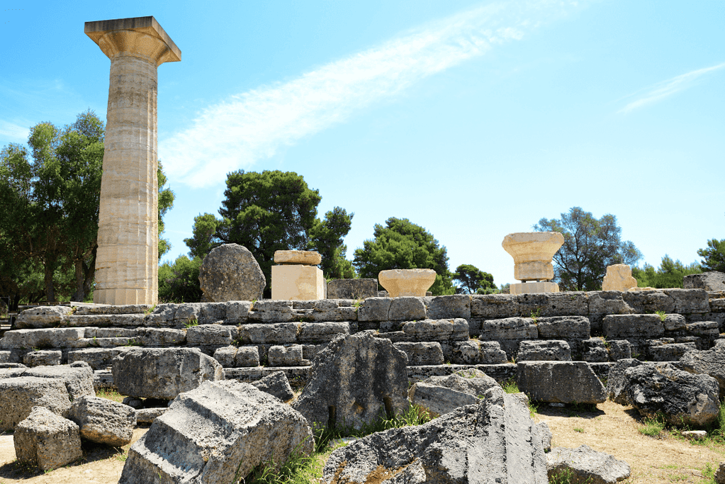 Image of ruins at the former location of the Statue of Zeus at Olympia