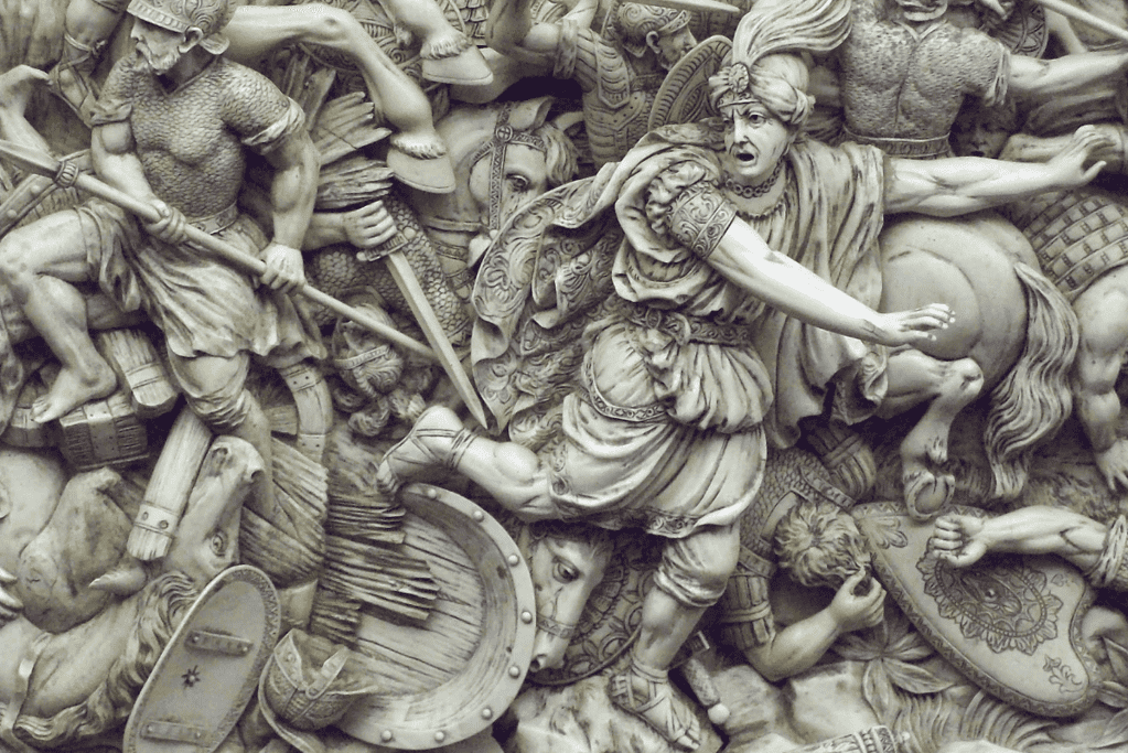 Image of a wall relief depicting the Battle of Guagemela