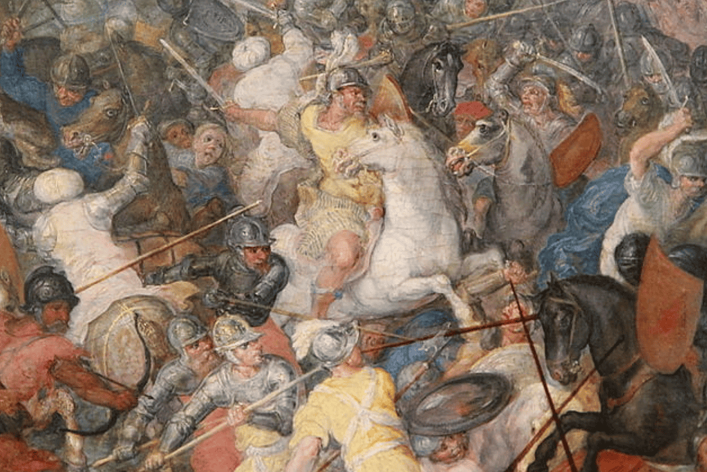 Image of an artist's rendering of the ancient Battle of Issus