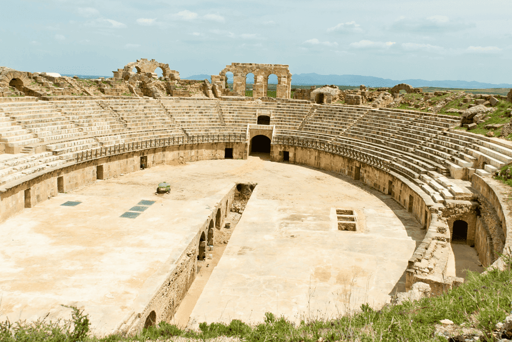 Image of an amphitheater in the ruins of Carthage in modern-day Tunisia
