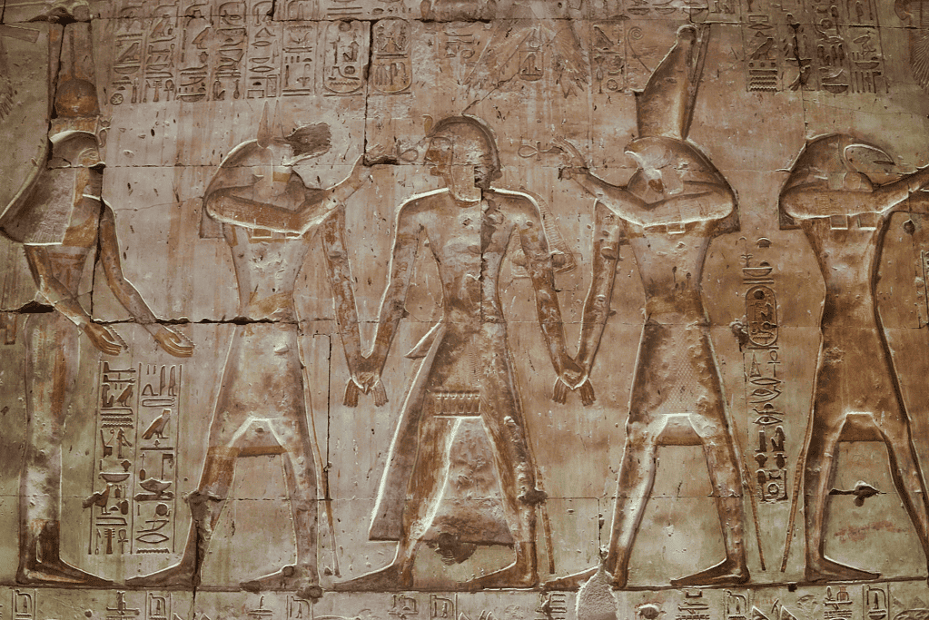 Image of a temple wall relief from ancient Egypt