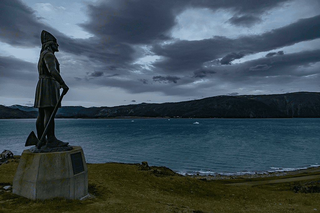 Image of a statue of Viking, Erik the Red, in Qassiarsuk, South Greenland
