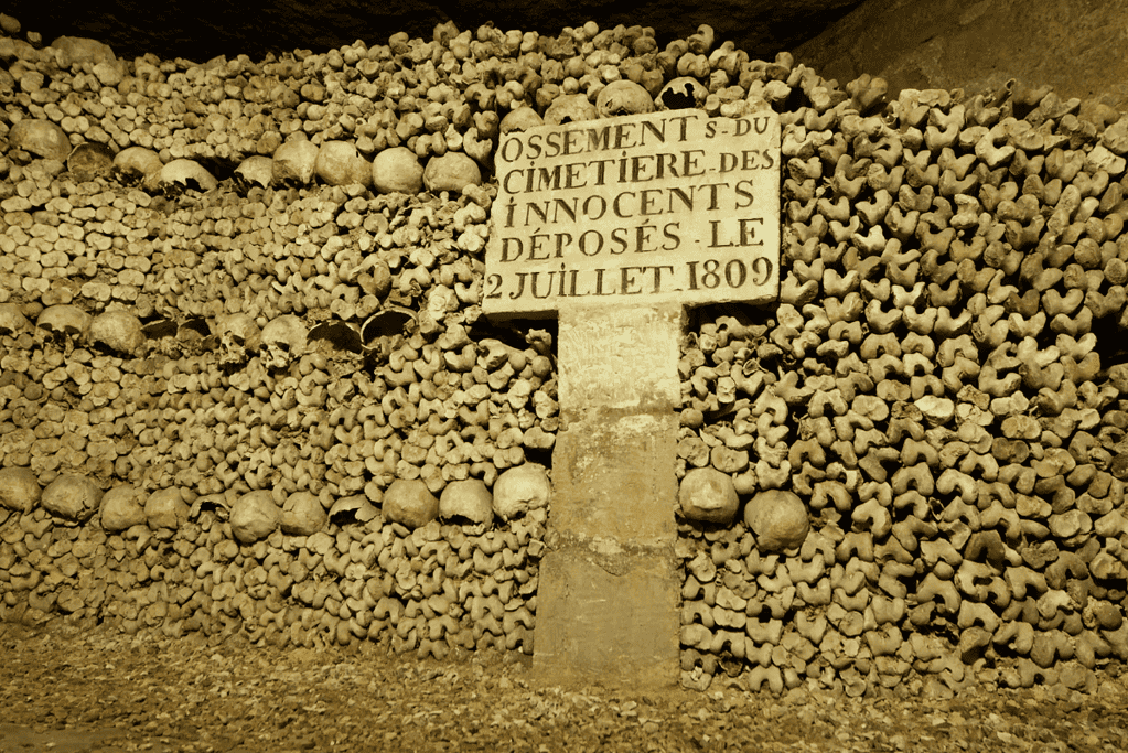 Image of the Catacombs of Paris, one of the many classic historic haunts in France