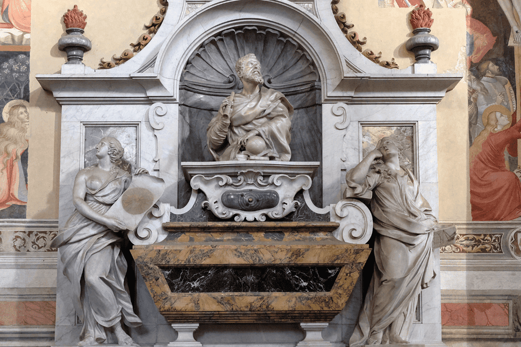 Image of the tomb of Galileo Galilei at the Basilica de Santa Croce in Florence, Italy