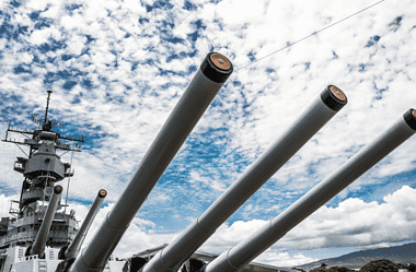 Image of the USS Missouri, one of the largest warships ever built