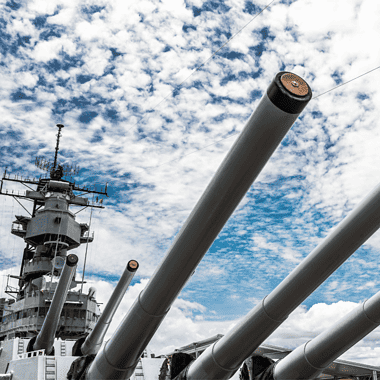 Image of the USS Missouri, one of the largest warships ever built