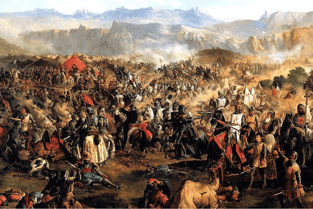 Image of a painting of the most significant battles of the Reconquista in Spain, the Battle of Las Navas de Tolosa in 1212