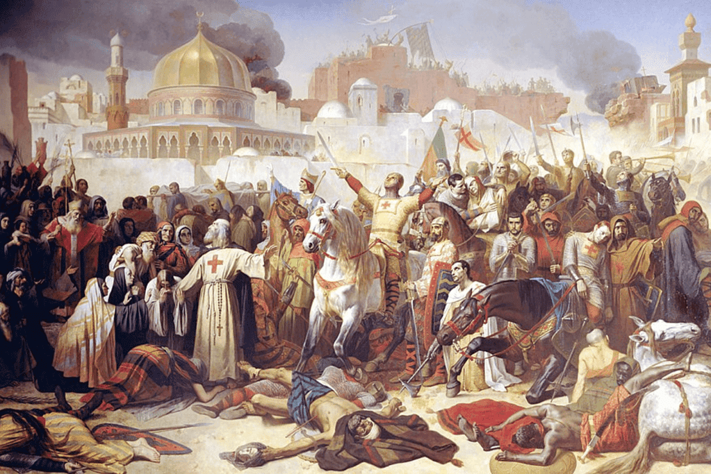 Image of a painting depicting the end of one of the most famous battles of that age, the Siege of Jerusalem