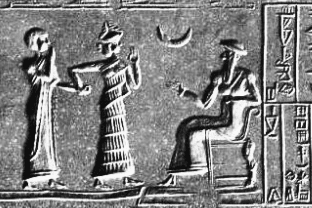 mesopotamian-kings-ur-nammu Image of a Sumerian relief featuring Ur-Nammu on the right (c. 2112-2095 BCE).