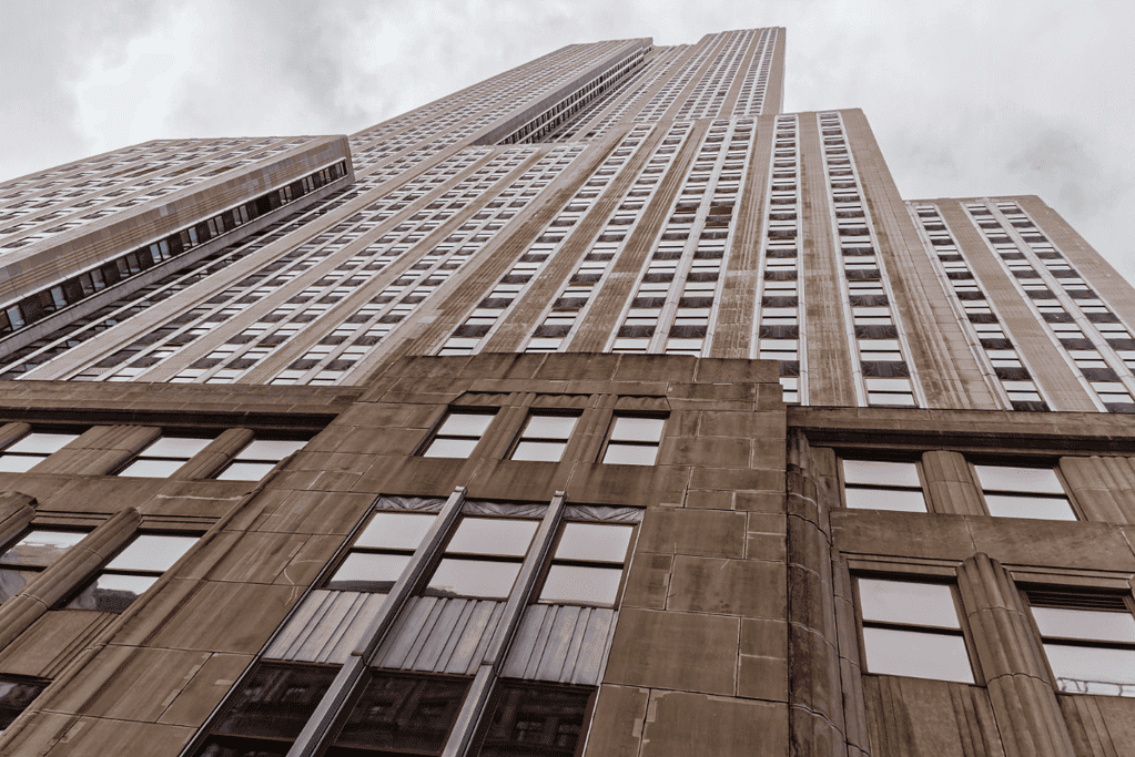 Image of the Empire State Building looking up