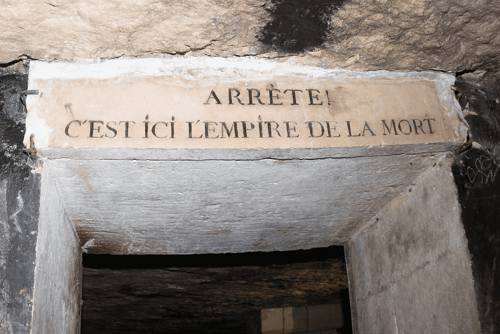 Image of one of the most haunted places in the world, the Catacombs of Paris