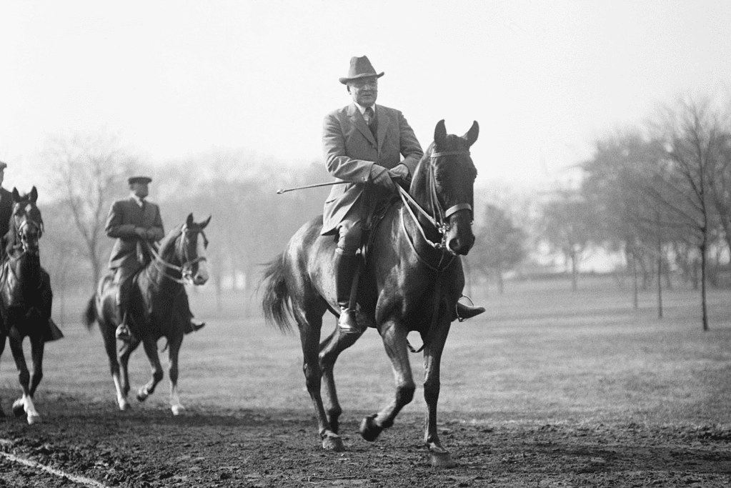 Image of U.S. President Warren G. Harding on horseback