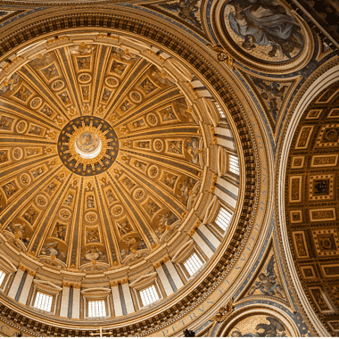 Image of a double dome with fresco at the Vatican in Rome - this type of dome was one of many key Renaissance inventions.