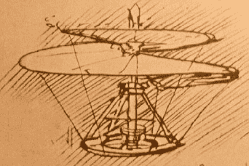 Image of Leonardo Da Vinci's renaissance inventions, the aerial screw