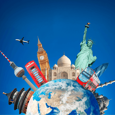 Image of a variety of the known wonders of the world