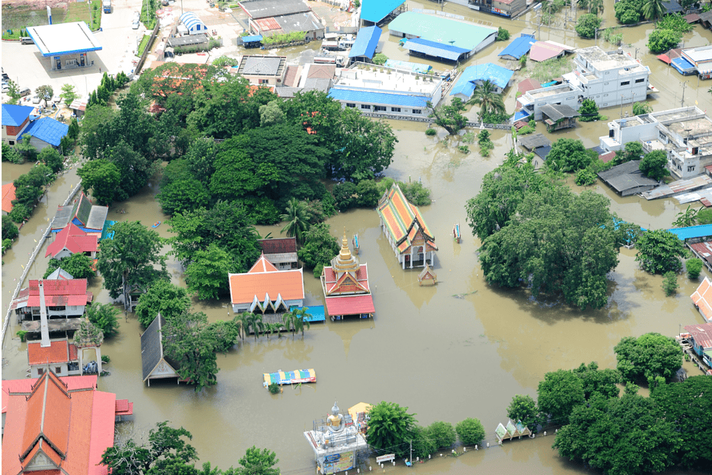 Image of severe flooding in Thailand for a blog post covering some of the worst natural disasters in history.