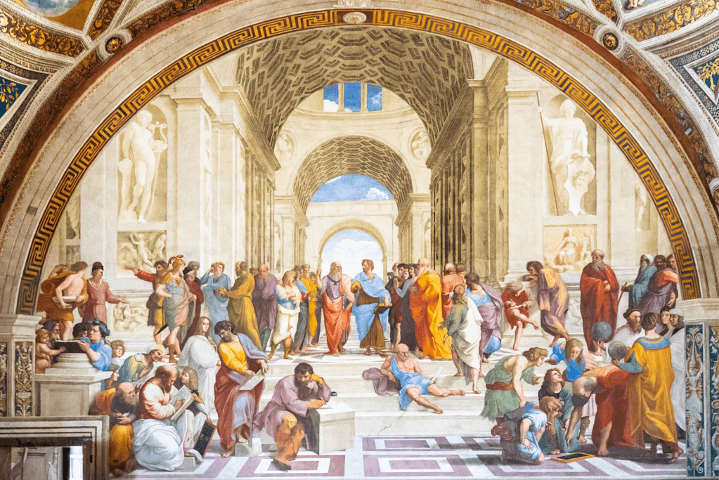School of Athens Image of a Renaissance era painting of a gathering of ancient Greek philosophers