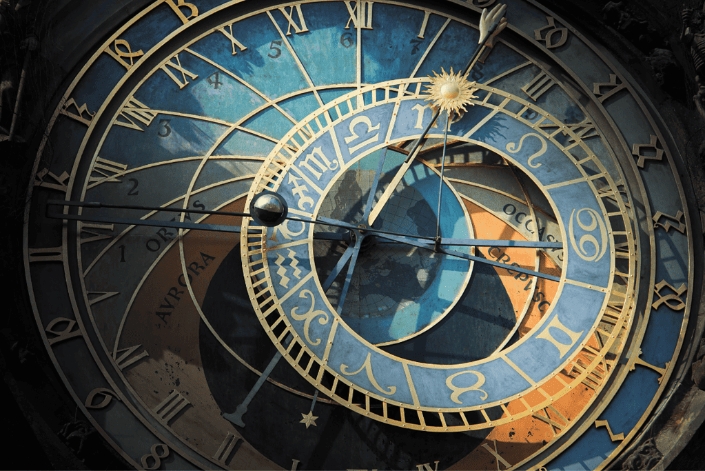 Image of the iconic Astronomical Clock in Prague, representing a blend of historical craftsmanship and astronomical precision.