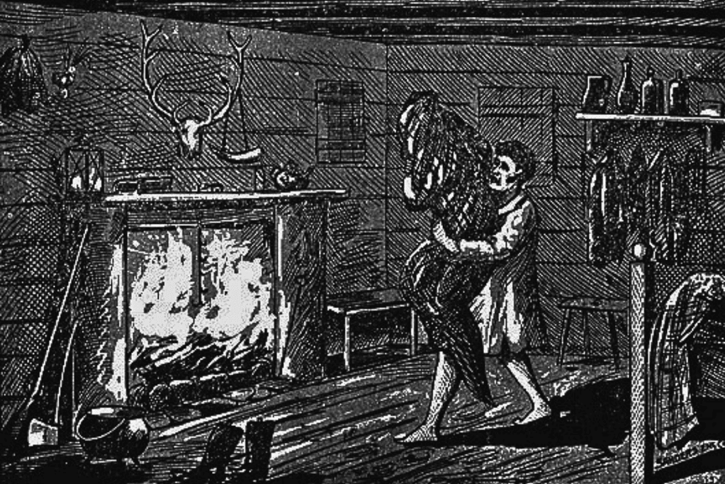 Image of a man attempting to burn the Bell Witch, a legend among scary historical figures in the U.S.