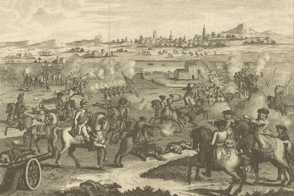 Image of an artist's depiction of the fighting at the Battle of Worcester, the final battle of the English Civil War