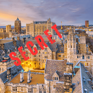Image of the Yale campus with 'Secret' overlay - Exploring the World of College Secret Societies