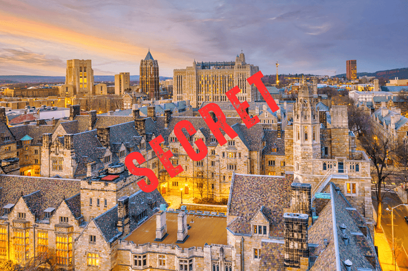 Image of the Yale campus with 'Secret' overlay - Exploring the World of College Secret Societies