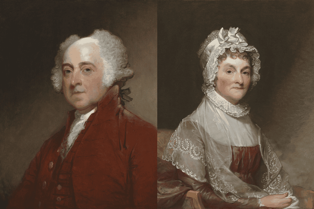 Image of portraits of President John Adams and First Lady Abigail Adams.
