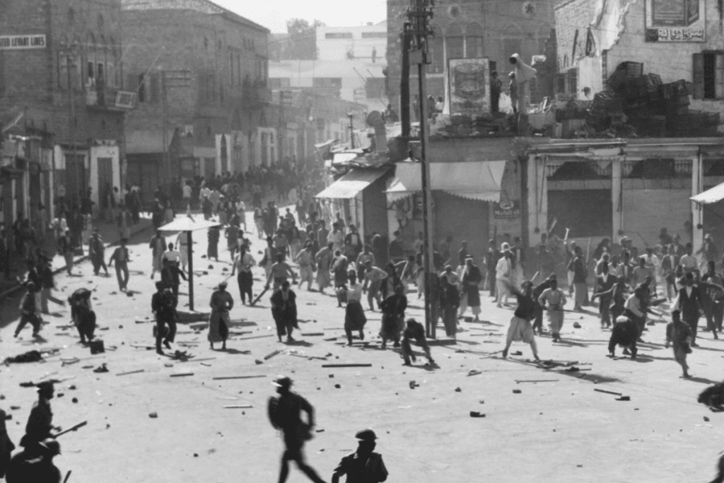 Image of a 1933 riot in British Palestine